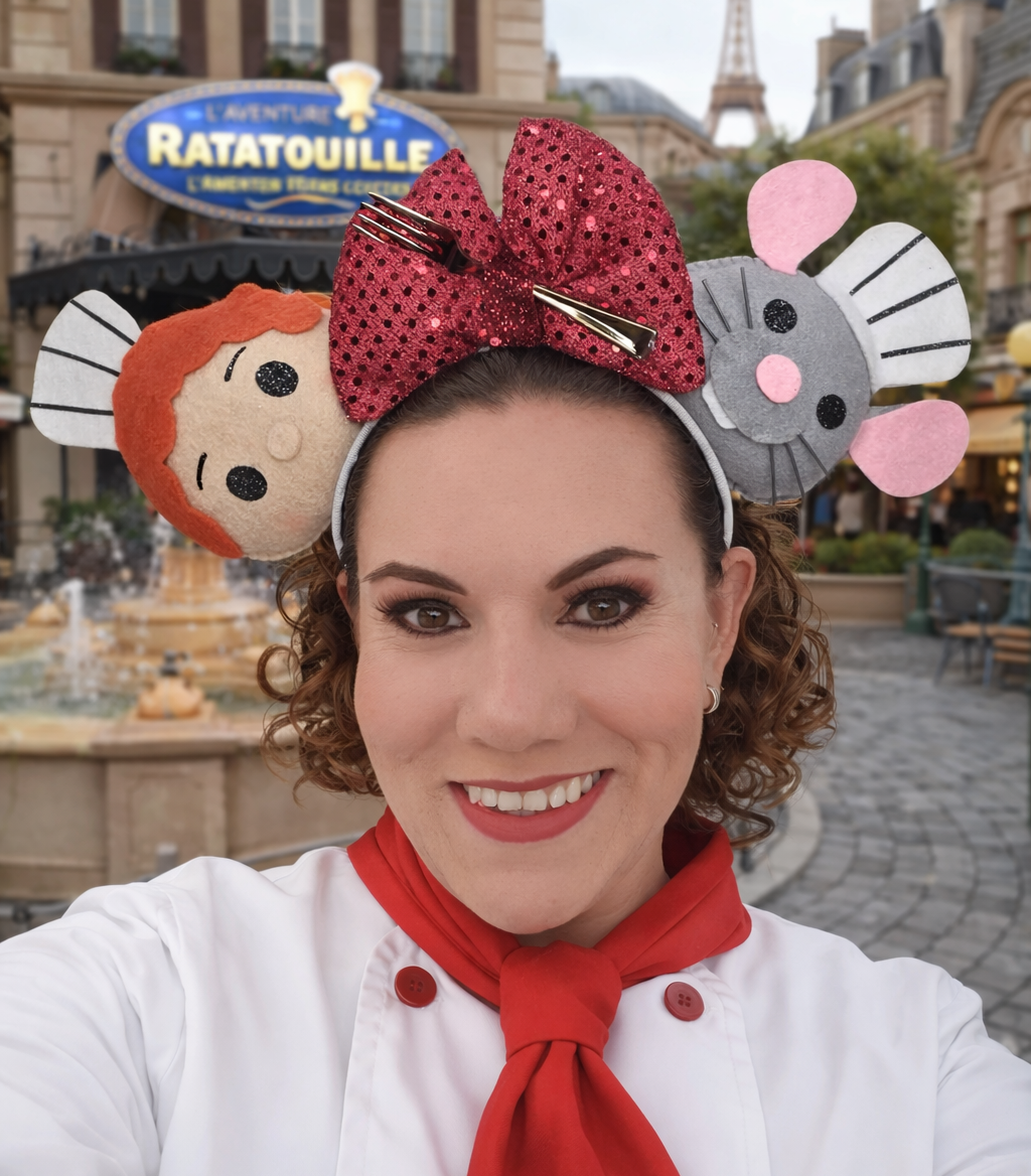 Detail of Ratatouille themed ears for theme parks