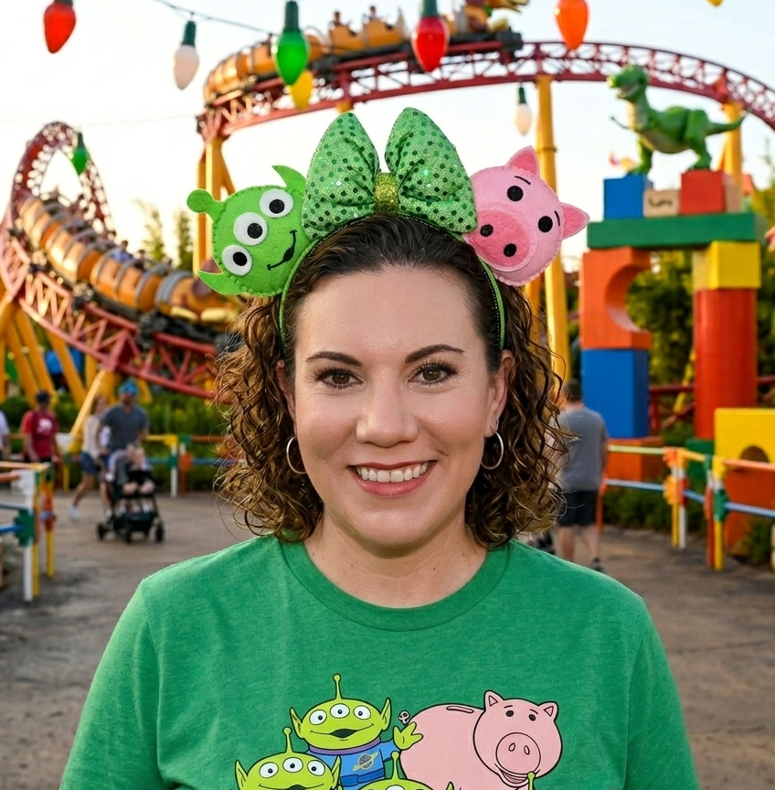 Detail of Toy Story Martians themed ears for theme parks
