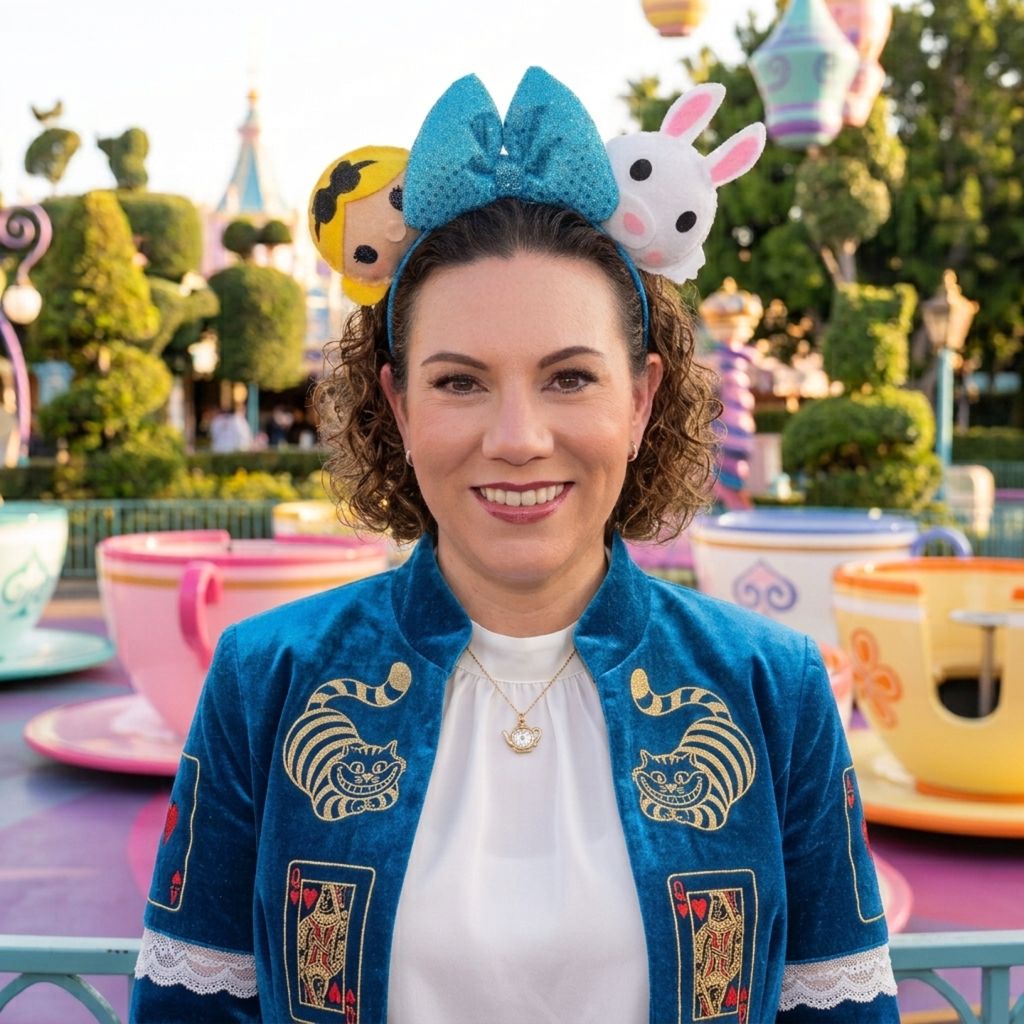 Detail of Alice in Wonderland movie themed ears for theme parks