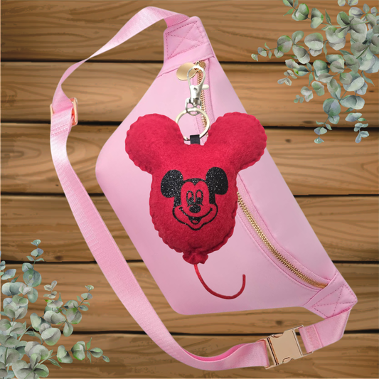 Handmade Mouse Red Balloon keychain for theme park fans - Janine Magic Creations