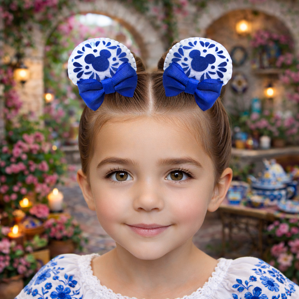 Blue Talavera Clip-on Ears