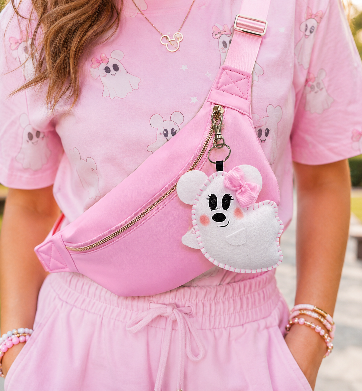 Pink Ghost Keychain