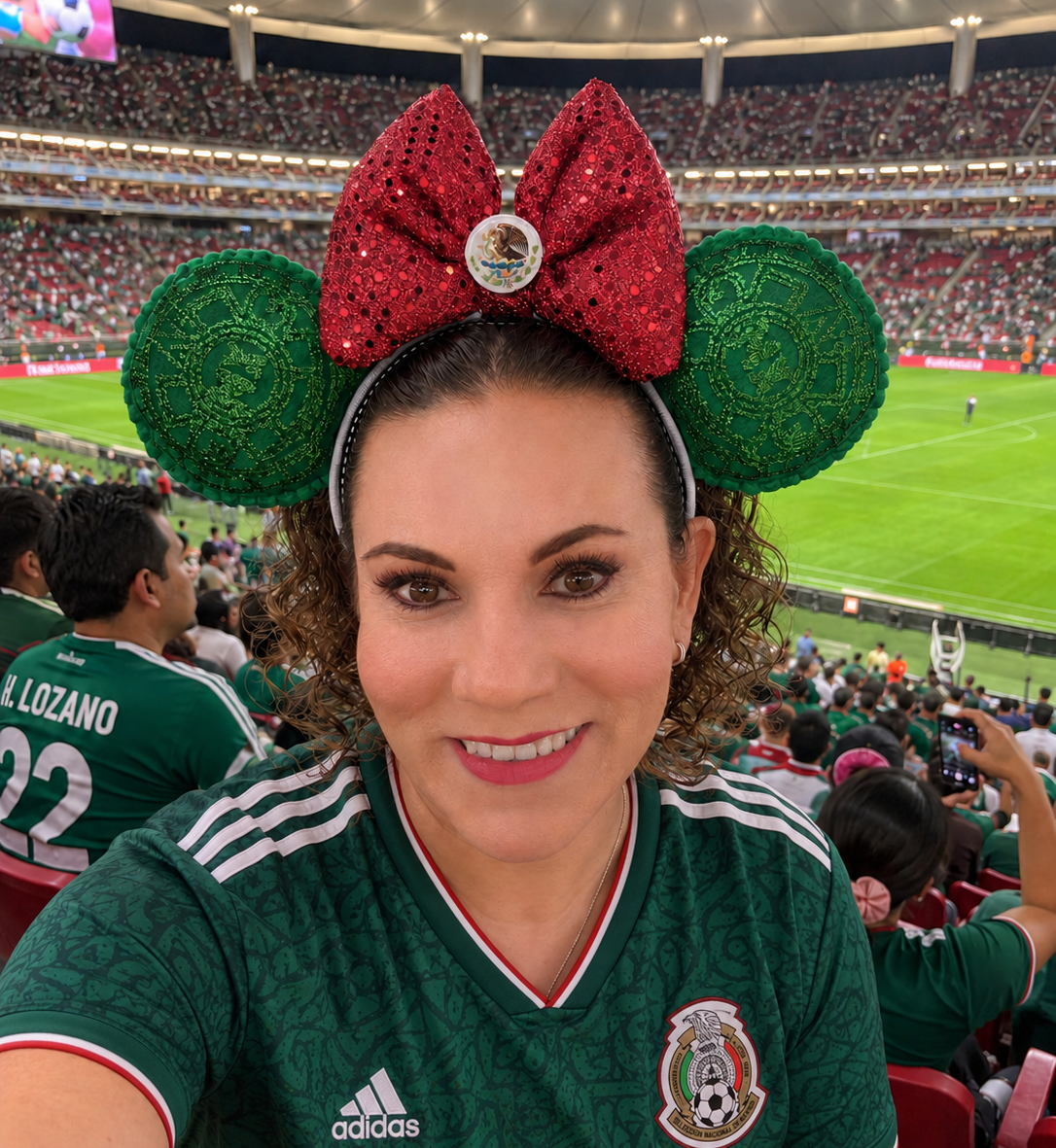 Detail of Mexico national soccer team themed ears