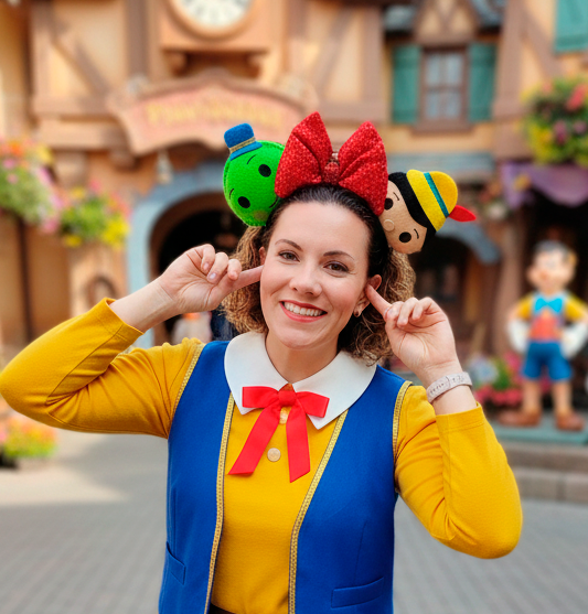 Detail of Pinocchio themed ears for theme parks