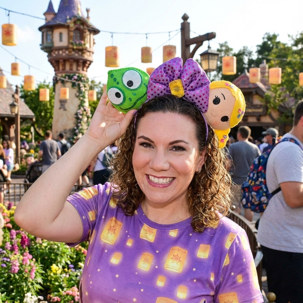 Detail of Rapunzel Tangled themed ears for theme parks