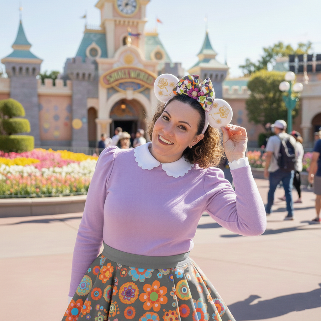 Detail of It's a Small World themed ears for theme parks