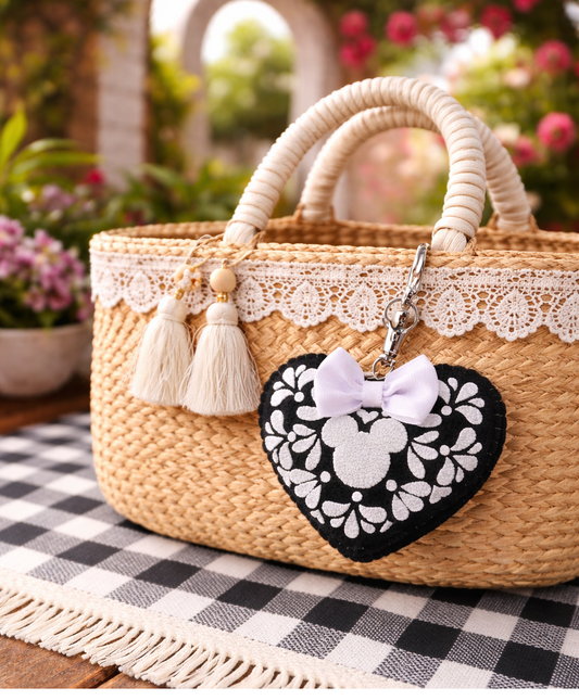 BlackTalavera handmade felt keychain inspired by Mexican folk art, by Janine Magic Creations