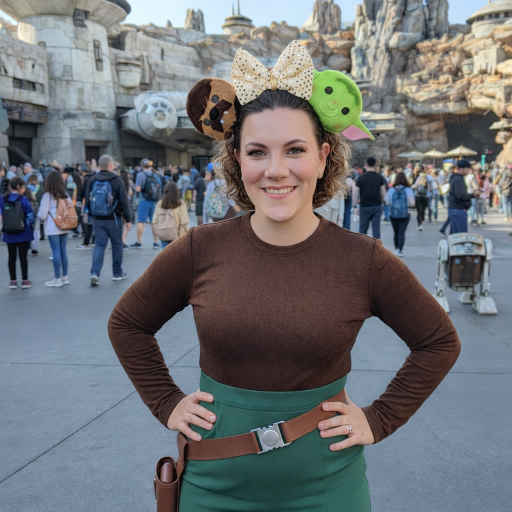 Detail of Yoda Star Wars themed ears for theme parks